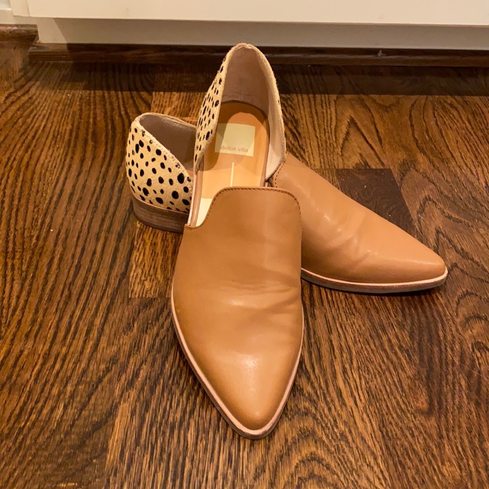Dolce Vita tan and leopard flats